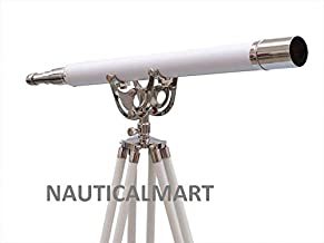 Nauticalmart Floor Standing Chrome with White Leather Anchormaster Telescope 65"