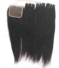 Top Quality Virgin  kinky straight Hair with Closure 4x4