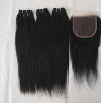 Top Quality Virgin  kinky straight Hair with Closure 4x4