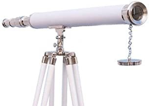 Nauticalmart Collection Chrome with Leather Harbor Master Telescope 40" - Telescope With Free Concrete Rope Weight