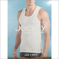 Mens Jockey White Vest - Cotton & Hosiery Fabric, 75-110 cm Size, Plain Pattern, For Men in Classic White | Comfortable Everyday Wear
