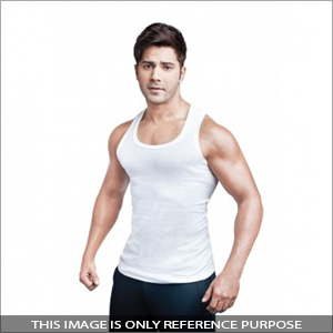 Cotton Rib Vest Rn White Sando