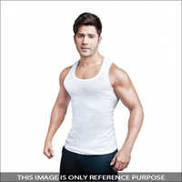 Cotton Rib Vest Rn White Sando