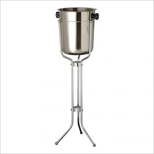 Mirror Finish Wine Bucket With Folding Tripod Stand Ss 71 Cms