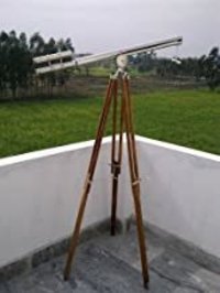 Chrome Double Barrel Brass Tripod Stand Telescope Adriana Harbor Master Restro Telescope With Free Gold Wire Basket