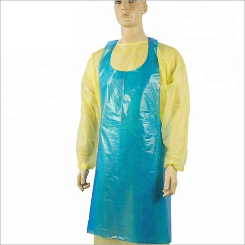 Plain Disposable Plastic Apron - Plastic, Free Size, Blue | Designed for Safety & Protection, Disposable, Plain Pattern