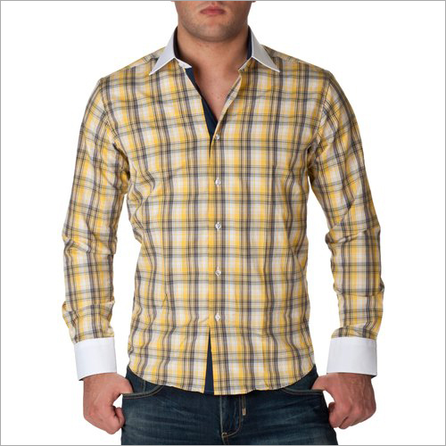 Mens Check Shirt - Cotton, Sizes S, M, L, XL, Long Sleeves, Checked Pattern | Turn-Down Collar, Button Closure, Regular Fit, Machine Washable