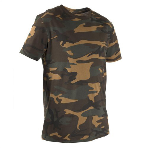 Mens Camouflage Print T-Shirt - Cotton, Sizes S-M-L-XL, Round Neck, Half Sleeves | Quick Dry, Washable, No Fade, Trendy Design