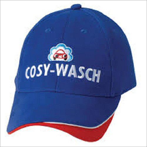 Cotton Peak Cap - Cotton, Free Size, Blue-White-Red | Embroidered Design, Customized for Casual Wear, Male Summer Caps