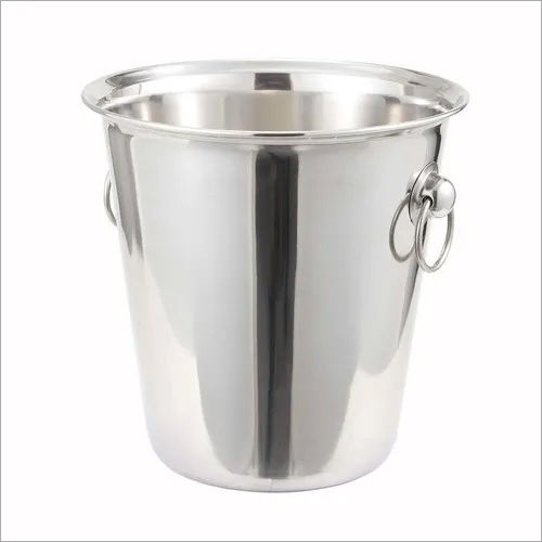 Mirror Finish Wine Bucket With Ring Handle Ss 22 X 21 Cm