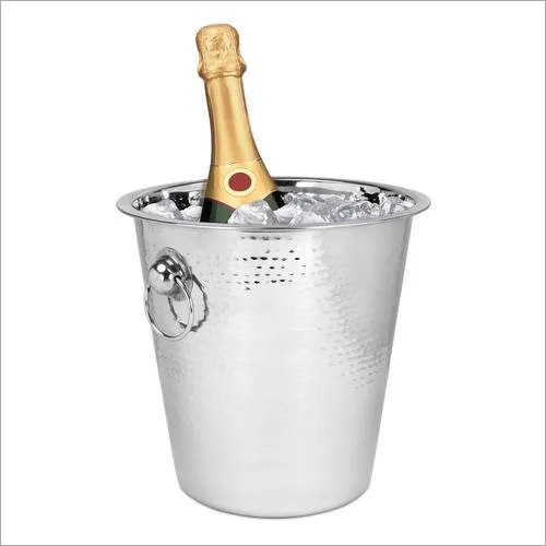Wine Bucket with Ring Handle ss Hammered 22 x 20.5 cm