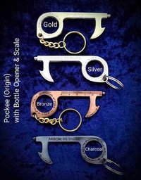 Origin Style Pockee - Brass Metal Keychain | Zero Touch Reusable Contactless Tool For Doors, Bottles, Elevators, And Public Surfaces