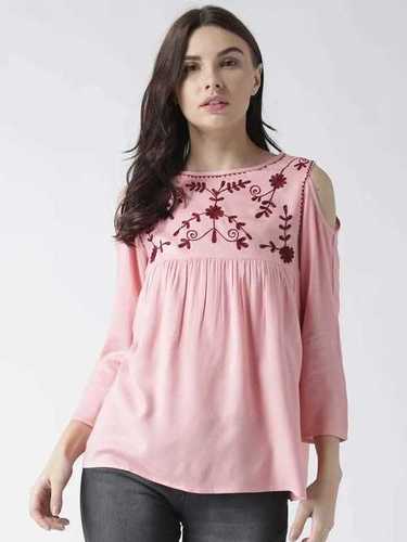 Pink Color Full Sleeve Casual Top By RANSHER OVERSEAS PVT. LTD.