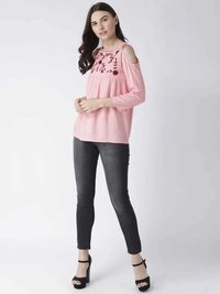 Pink Color Full Sleeve Casual Top