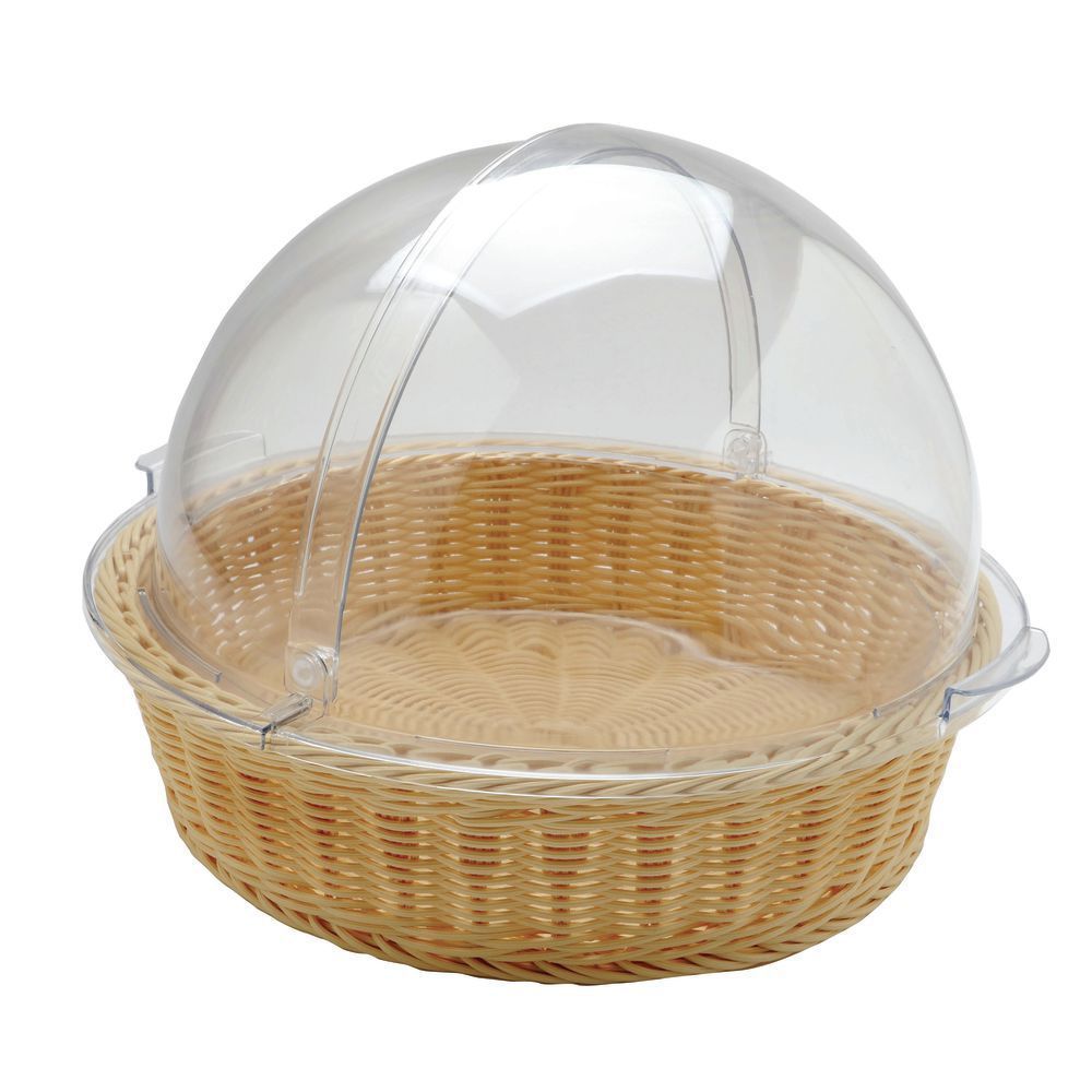 Bread Basket PP Ivory with PC Roll Top Cover Round 40 cm