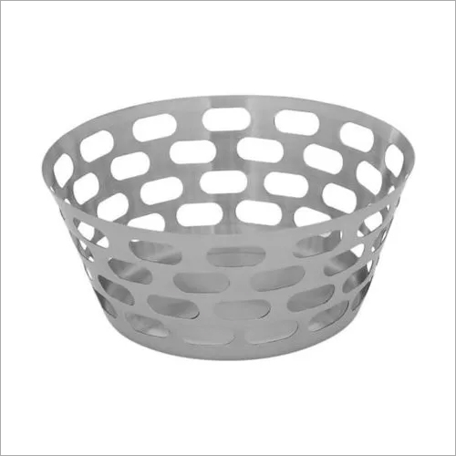 Bread Basket SS Oval Hole 20 cm dia. Ht 5cm & 10 cm
