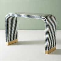 Bone Inlay White And Blue Waterfall Console
