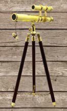 Brass Double Barrel Telescope with Tripod Stand Nautical Decor