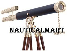 Nauticalmart Nautical Decor Floor Standing Brass/leather Griffith Astro 64" Telescope - With Free Gold Wire Basket