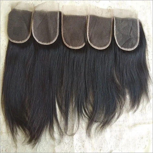 Black Straight Indian Temple Hair Straight Closure