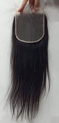 Black Straight Indian Temple Hair Straight Closure