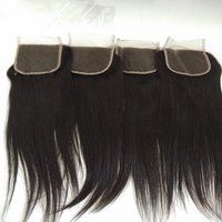 Black Straight Indian Temple Hair Straight Closure