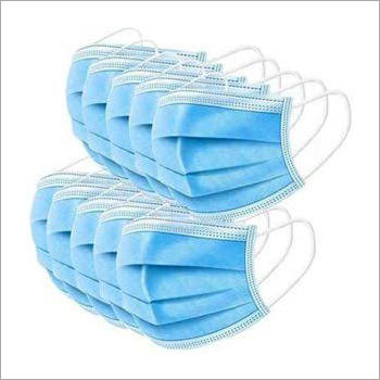 3 Ply Face Mask - Non Woven Material | Rectangle Shape, Sky Blue Color, Disposable for Medical Use