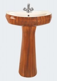 Wooden Pattern Wash Basin Set