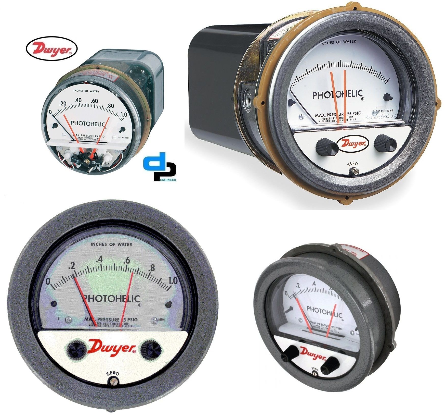 Dwyer A3000-4KPA Photohelic Pressure Switch Gauge