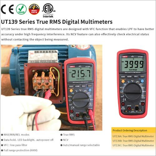 Red And Gray Mini Ut139C Multimeter Rms Ncv W/ Battery Tester Multimetro Lcr Voltage Current Frequency Measurement Meter Lcd