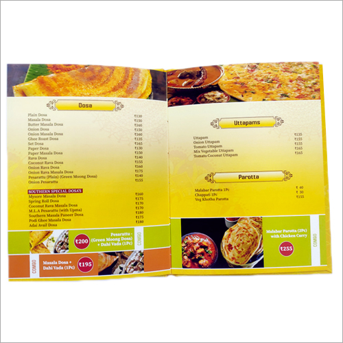 Printed Restaurant Paper Menu