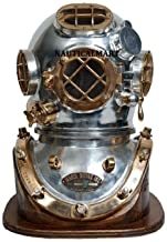 Nauticalmart Antique Brass Scuba Diving Divers Helmet Us Navy Mark V Solid Brass 18" W/base