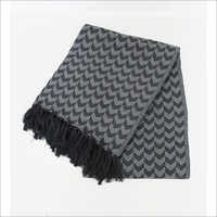 Grey-black Tassel Printed Bath Towel