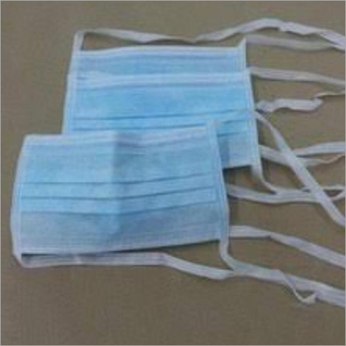 Non Woven Face Mask - 3 Ply, Sky Blue, Disposable with Tie On Securing Method
