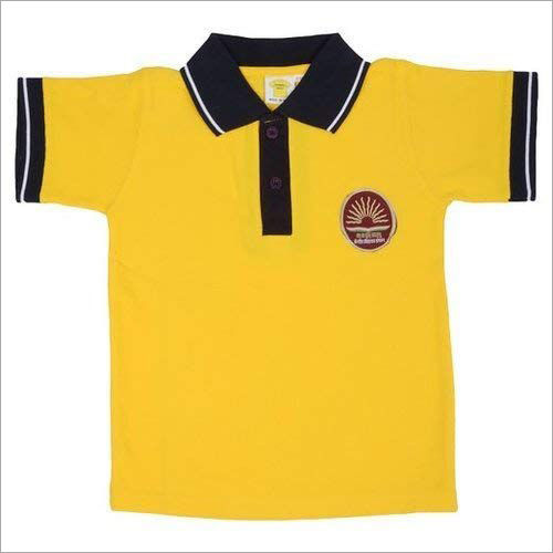 Half Sleeves Yellow School T Shirt