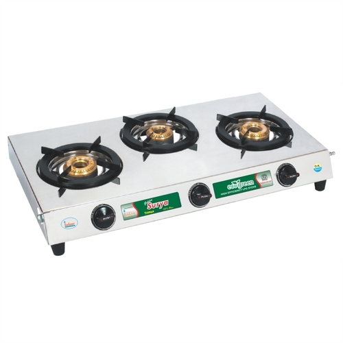 Trimax Stainless Steel -Three Burner Gas Stove