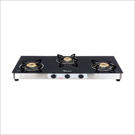 Rectangular Black Three Burner Glass Top