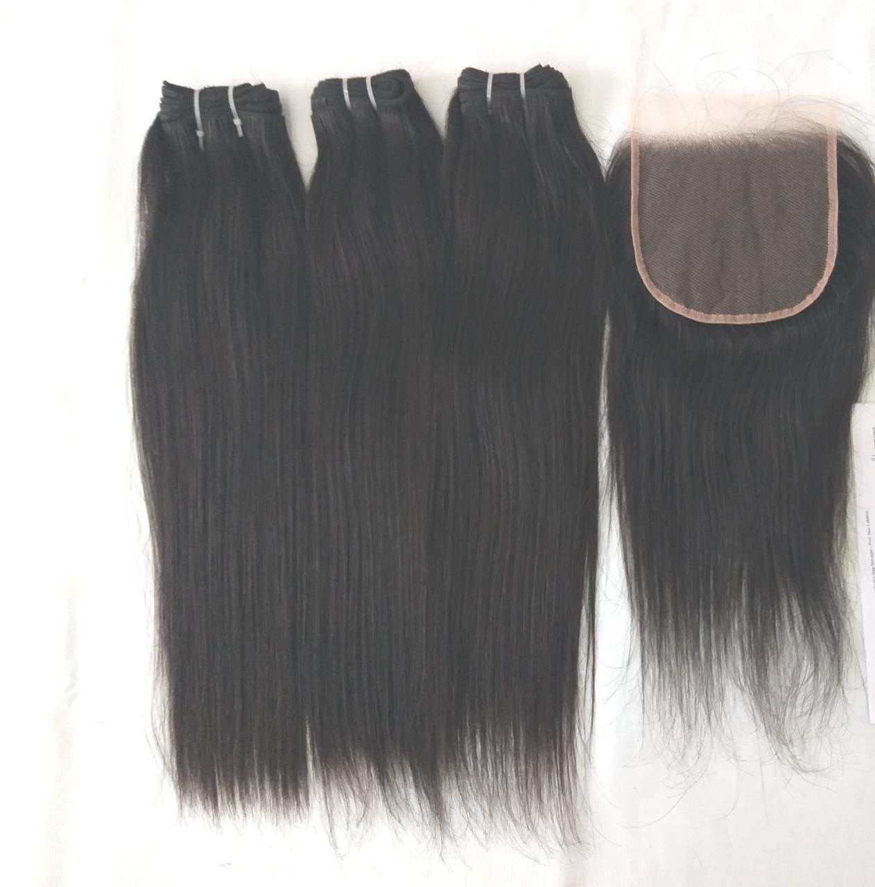 Wholesale Unprocessed Cuticle Aligned Indian Unprocessed Straight Hair 4x4 Lace Closure