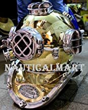 NauticalMart Brass Scuba Diving Divers Helmet US Navy Mark V Solid Brass 18" w/Base