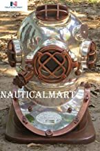 Fully Handmade NauticalMart Antique Brass Scuba Diving Divers Helmet US Navy Mark V Solid Brass with Base - Brass And Copper, 42 X 36 X 42 cm , Nautical Style, Unique Surprise Corporate Gift