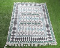 Cotton Handblock Embroidery Rug