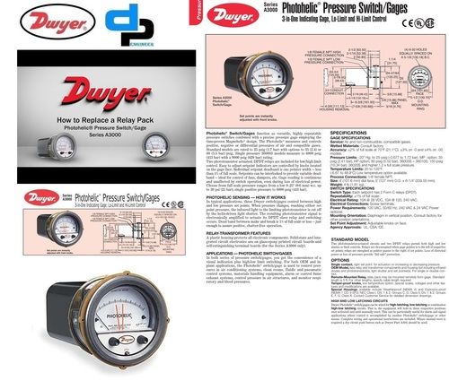 Dwyer A3000-15CM Photohelic Pressure Switch Gauge