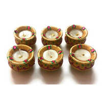 Matka Diya 6 Pcs Set Golden