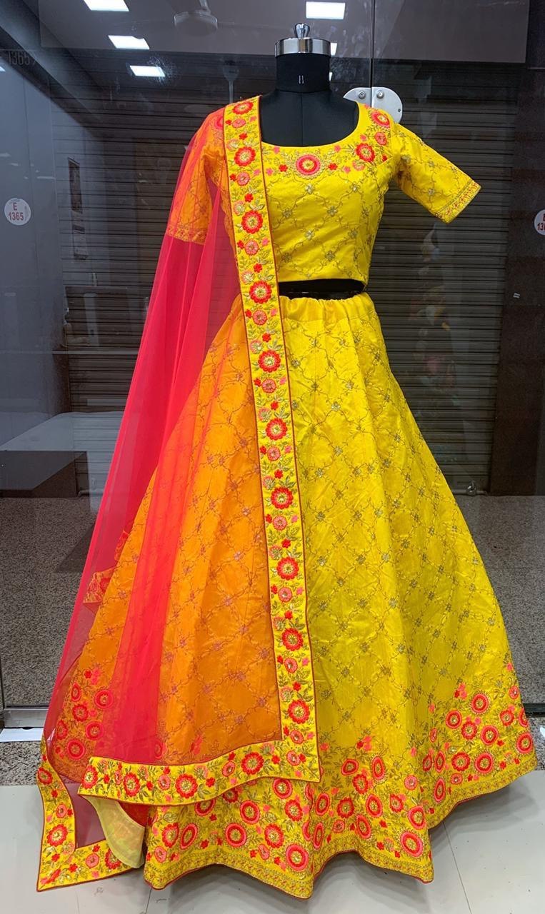 Designer Yellow lahenga choli