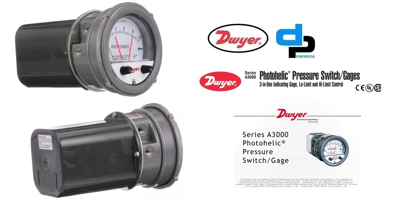 Dwyer A3000-125PA Photohelic Pressure Switch Gauge