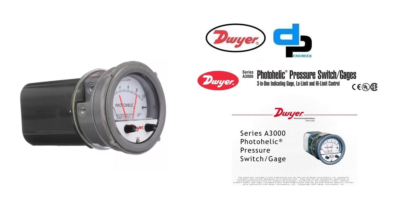 Dwyer A3000-0AV Photohelic Pressure Switch Gauge