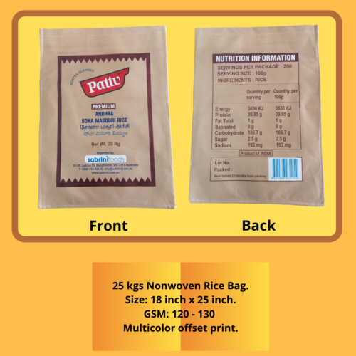 25 kgs Nonwoven Rice Bag