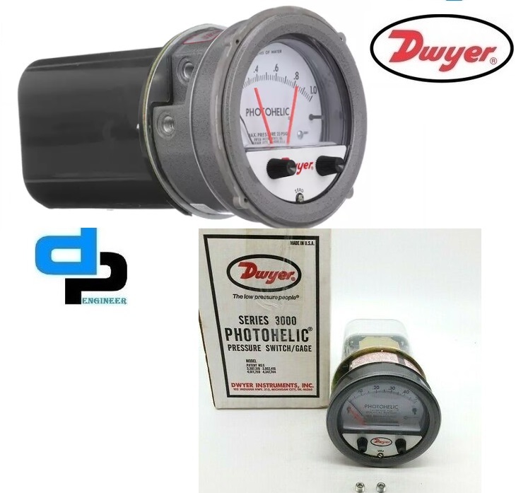 Dwyer A3000-00 Photohelic Pressure Switch Gauge