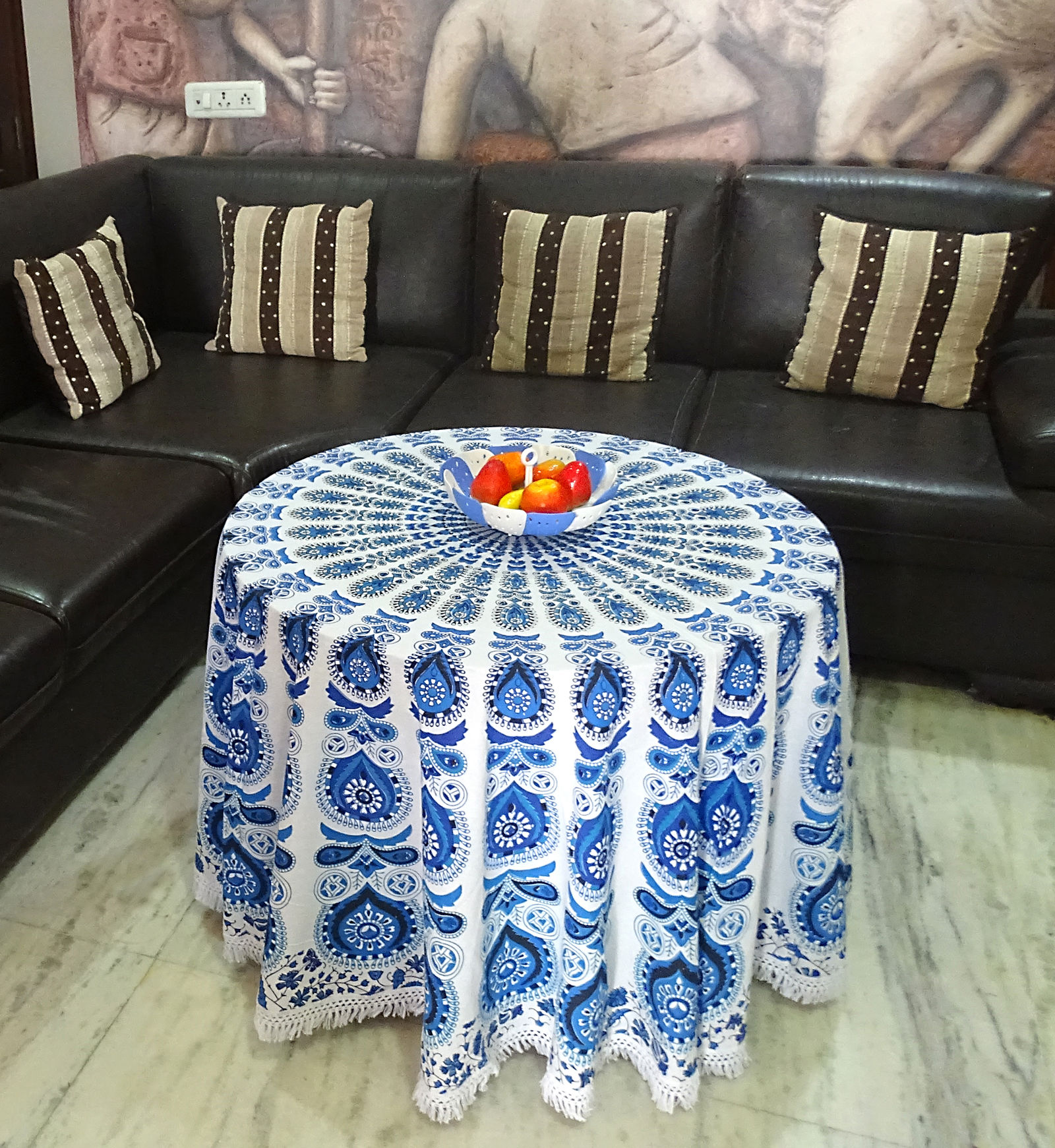 BLOCK PRINT TABLE COVER