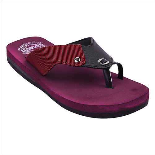 Purple-Red-Black Ladies Flat Slippers